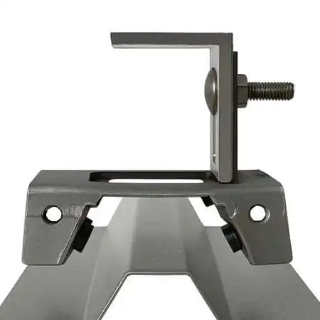 Solar panel mounting brackets on IBR roof structure for efficient and secure installation.