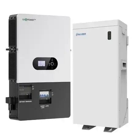 Clear image of Luxpower 12kW inverter and Hinaess Powergem 5.12kWh lithium solar kit.